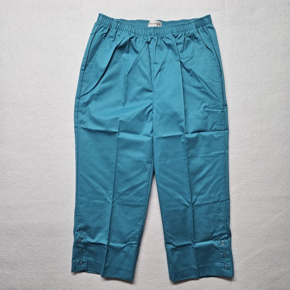 Draper's & Damon's Classic Comfort Pull-on Capris Blue Lake Sz Medium